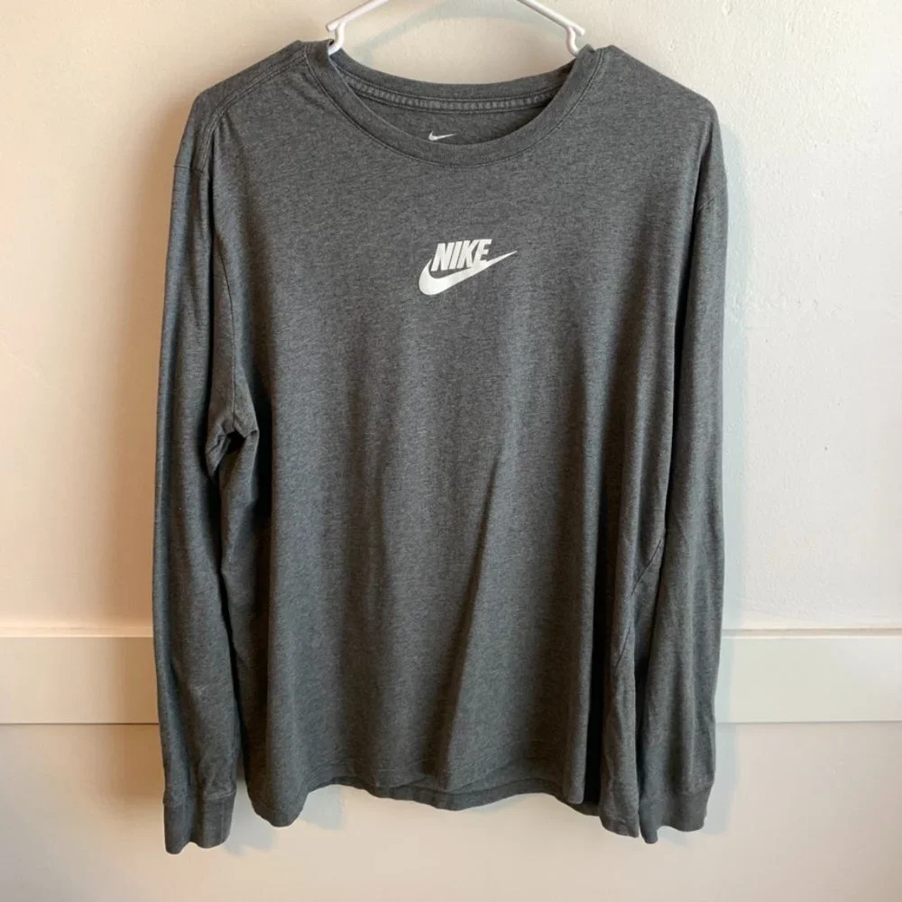 Nike Gray The Nike Tee Logo Long Sleeve Shirt